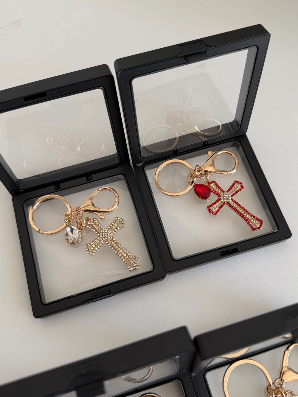 Rhinestone Cross Keychain in Gift Box - Picture 4 of 5
